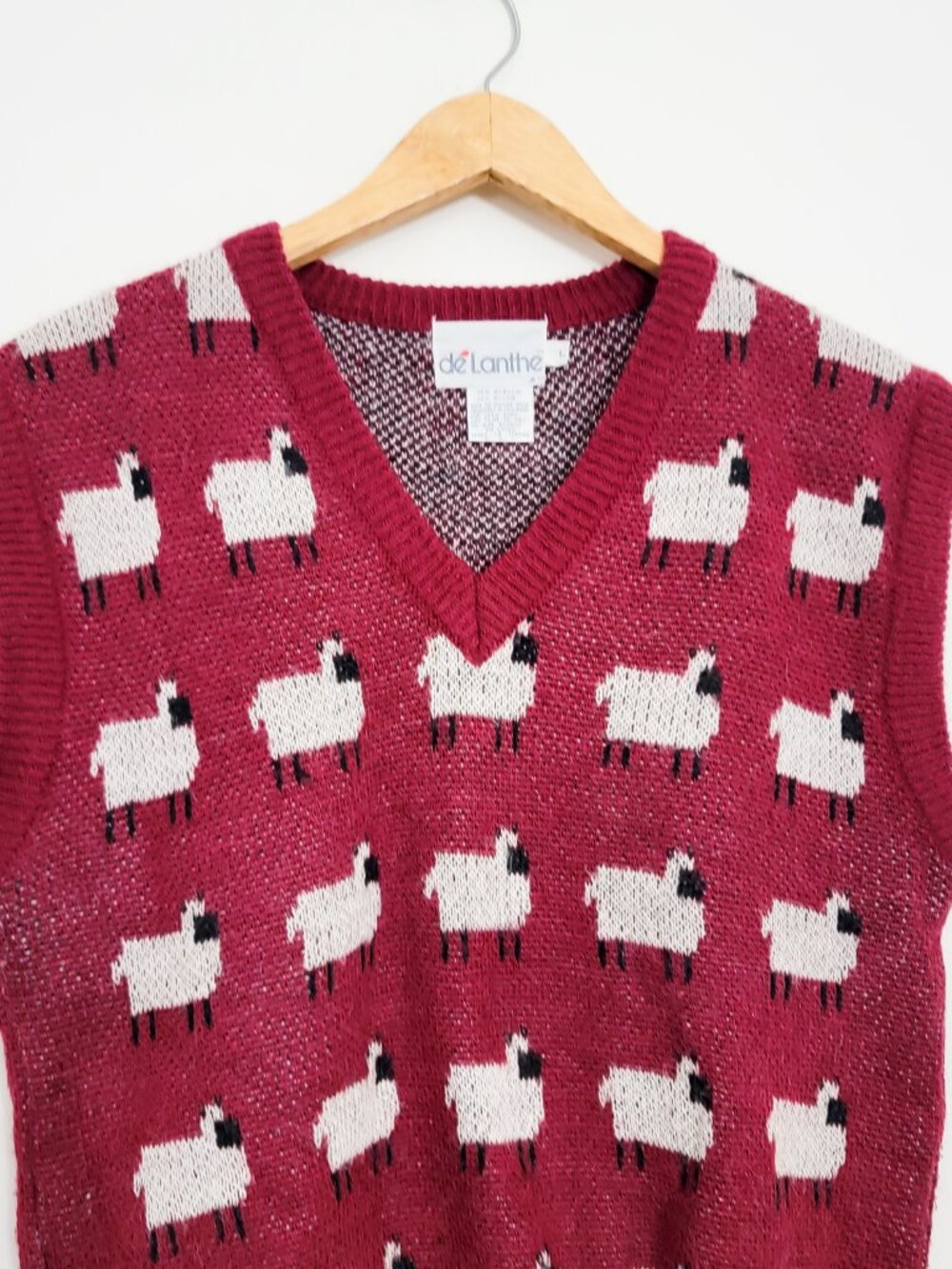 Vintage Sheep Print Acrylic Sweater Vest Large - Picture 5 of 6